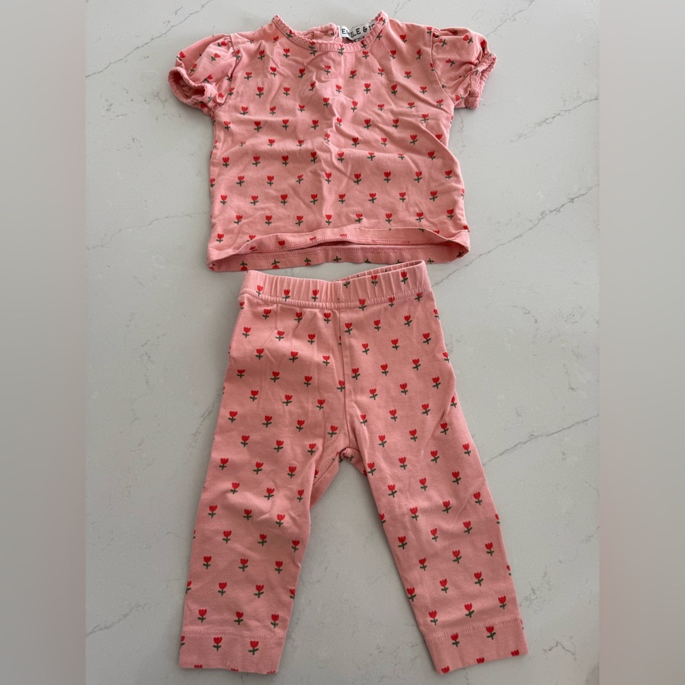 Emile Et Ida organic cotton tulip blossoms t-shirt and leggings set